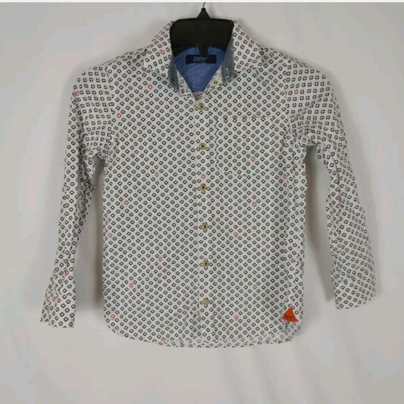 TED Baker Boys size 7 Nautical Sailor Print Button Down Oxford SHIRT Shipped wit - Picture 1 of 7